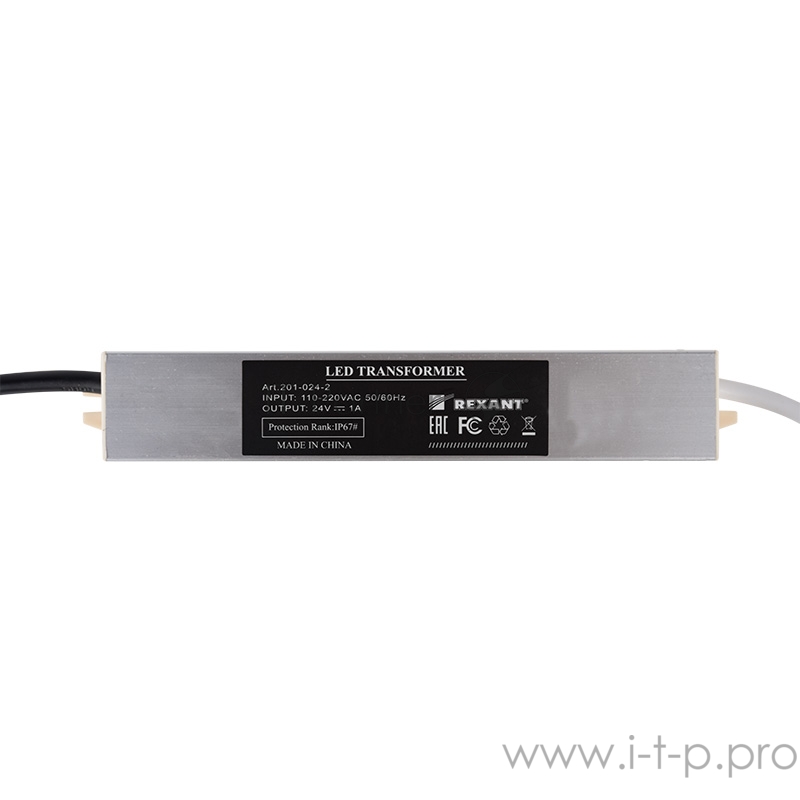 Источник питания тонкий 220 V AC/24 V DC 1 А 24 W с проводами, влагозащищенный (IP67)