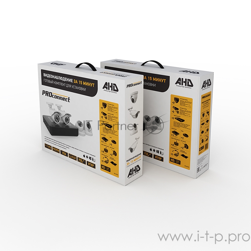 Комплект видеонаблюдения PROconnect, 2 внутренние, 2 наружные камеры AHD-M, с HDD 1Tб