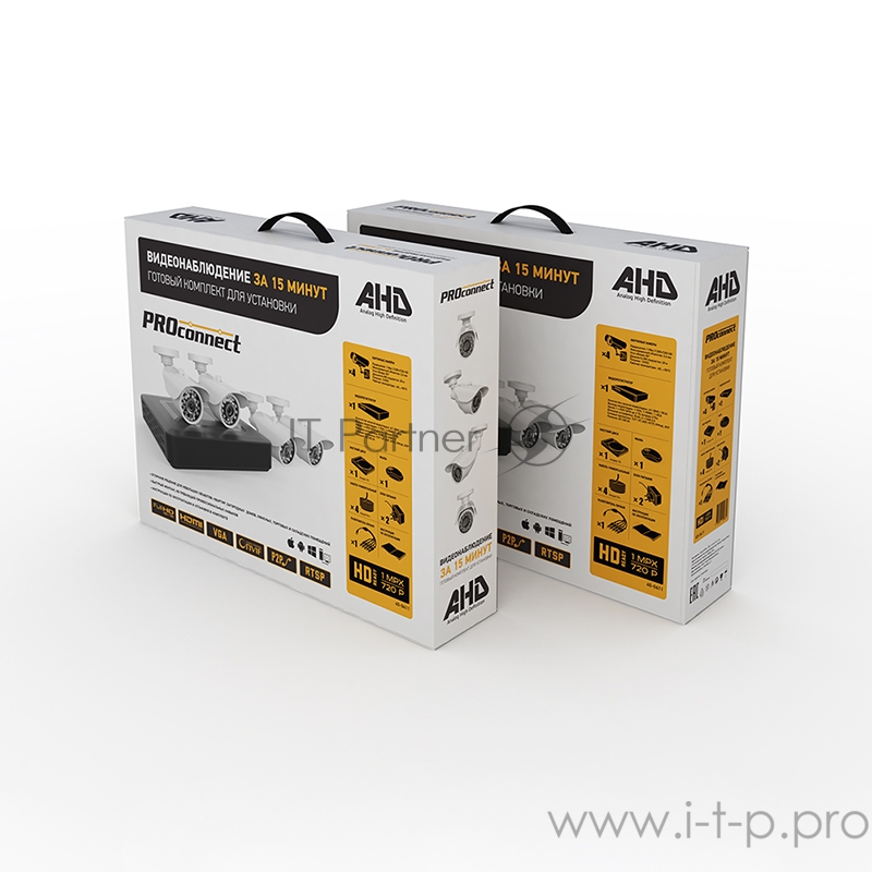 Комплект видеонаблюдения PROconnect, 4 наружные камеры AHD-M, с HDD 1Tб