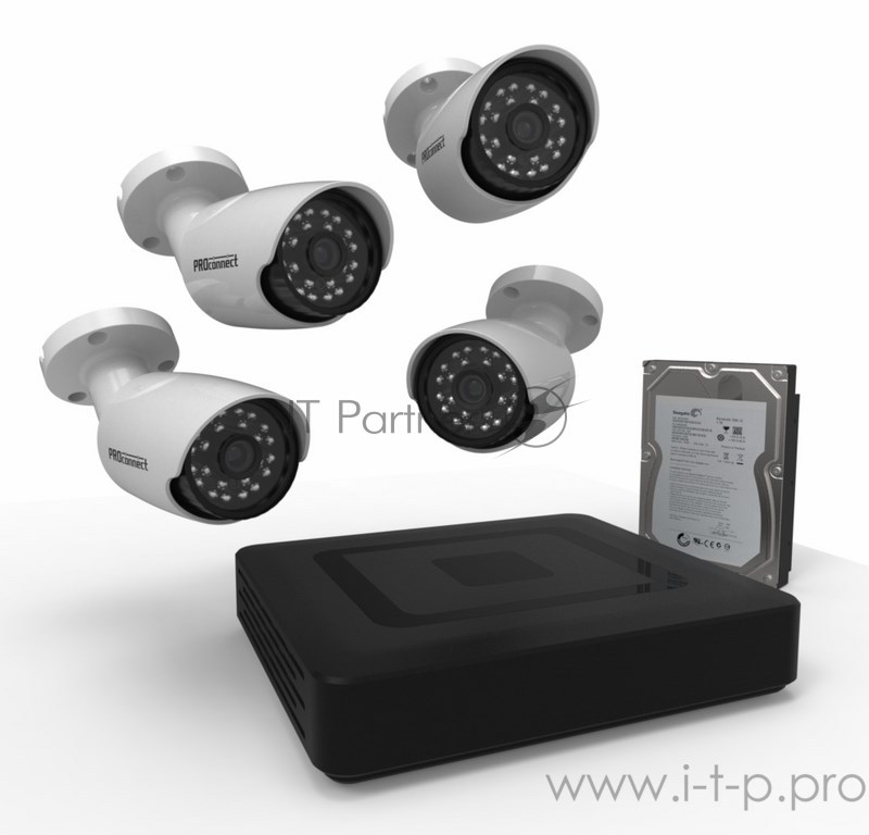 Комплект видеонаблюдения PROconnect, 4 наружные камеры AHD-M, с HDD 1Tб