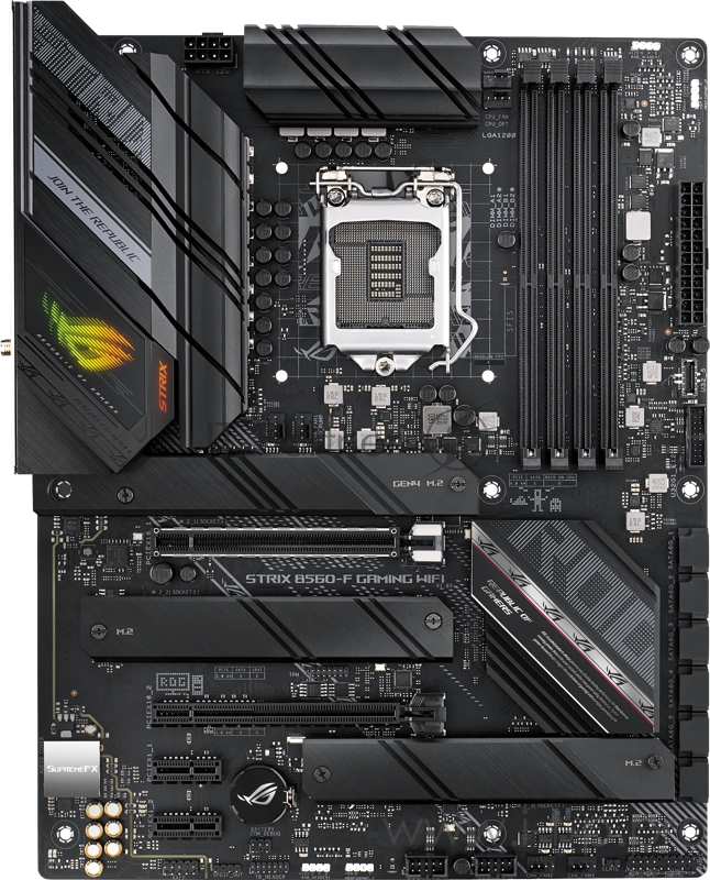 Материнская плата ASUS ROG STRIX B560-F GAMING WIFI, LGA1200, B560, 4*DDR4, HDMI+DP, CrossFireX, SATA3 + RAID, Audio, Gb LAN, USB 3.2*9, USB 2.0*5, ATX 90MB16J0-M0EAY0
