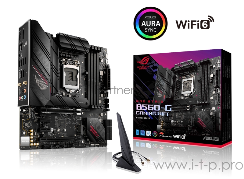 Материнская плата ASUS ROG STRIX B560-G GAMING WIFI, LGA1200, B560, 4*DDR4, HDMI+DP, CrossFireX, SATA3 + RAID, Audio, Gb LAN, USB 3.2*9, USB 2.0*5, COM*1 header (w/o cable), mATX 90MB1750-M0EAY0