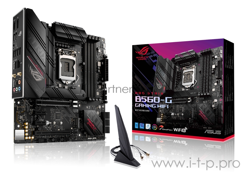 Материнская плата ASUS ROG STRIX B560-G GAMING WIFI, LGA1200, B560, 4*DDR4, HDMI+DP, CrossFireX, SATA3 + RAID, Audio, Gb LAN, USB 3.2*9, USB 2.0*5, COM*1 header (w/o cable), mATX 90MB1750-M0EAY0