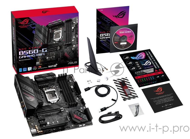 Материнская плата ASUS ROG STRIX B560-G GAMING WIFI, LGA1200, B560, 4*DDR4, HDMI+DP, CrossFireX, SATA3 + RAID, Audio, Gb LAN, USB 3.2*9, USB 2.0*5, COM*1 header (w/o cable), mATX 90MB1750-M0EAY0