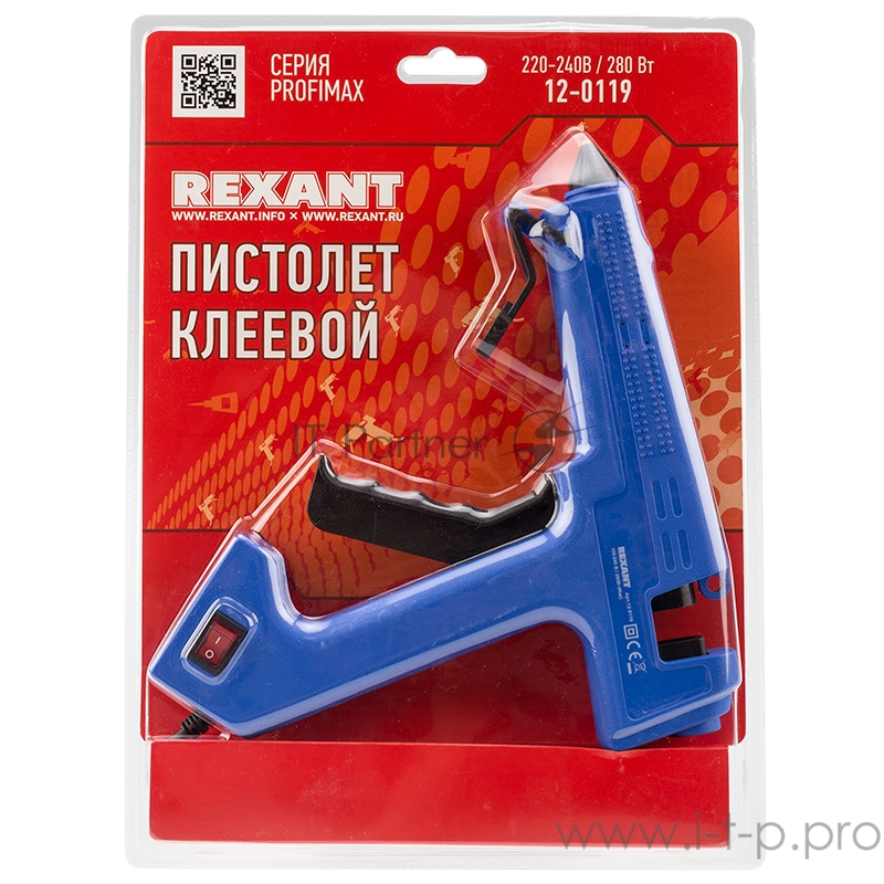 Пистолет клеевой REXANT, 280 Вт, Ø11 мм, ProfiMax, блистер
