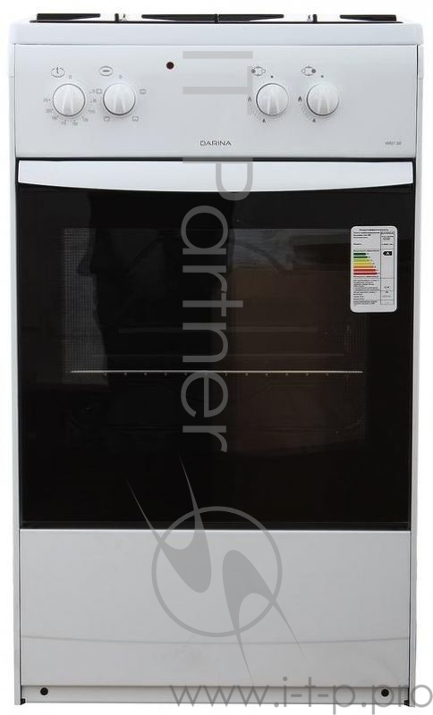 Плита комбинированная DARINA S KM521 300 W , 50х45см, 2 газ. конфорки, эл. духовка, панорамная, объем духовки 50 л., 4 режима, терморегулятор, поворотные переключатели, решетка стола профильная, цвет: белый