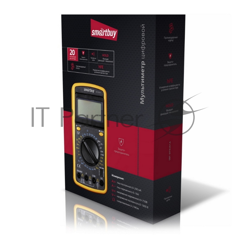 Smartbuy (SBT-DT9201A) Мультиметр DT9201A, противоуд., многофункц., в компл: щупы, крона