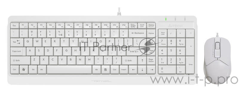 Клавиатура + мышь A4Tech Fstyler F1512 клав:белый мышь:белый USB
