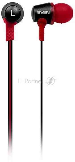 Внутриканальные стереонаушники с микрофоном SVEN E-190M, черный-красный Внутриканальные стереонаушники с микрофоном SVEN E-190M, черный-красный