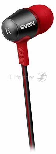 Внутриканальные стереонаушники с микрофоном SVEN E-190M, черный-красный Внутриканальные стереонаушники с микрофоном SVEN E-190M, черный-красный