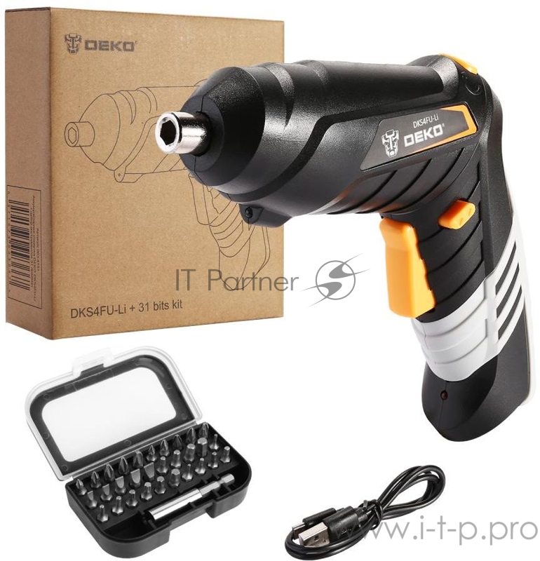 Отвертка электрическая Deko DKS4FU-Li аккум. патрон:Шестигранник 6.35 мм (1/4) (кейс в комплекте)