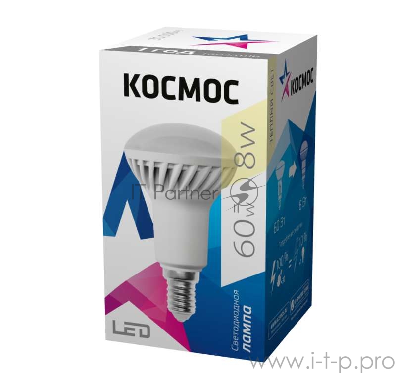 Лампа светодиодная LED R50 8Вт 220В E14 3000К Космос Lksm_LED8wR50E1430