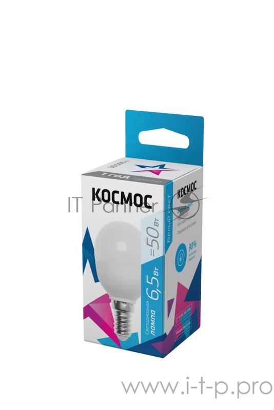 Лампа светодиодная LED BASIC GL45 6.5Вт 220В E14 4500К Космос LkecLED6.5wGL45E1445