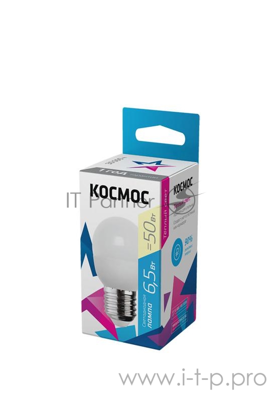 Лампа светодиодная LED BASIC GL45 6.5Вт 220В E27 3000К Космос LkecLED6.5wGL45E2730