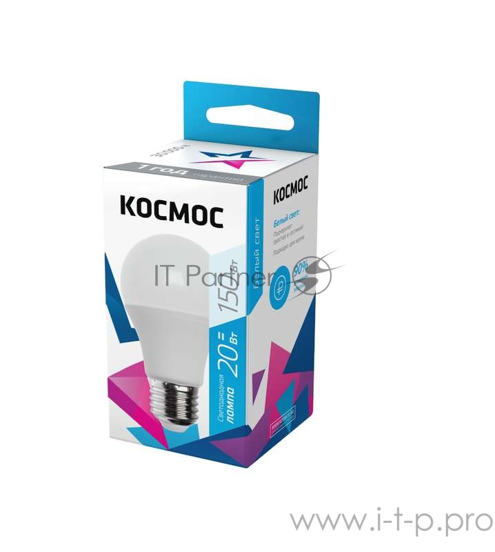 Лампа светодиодная LED BASIC A65/A60 20Вт 220В E27 4500К КОСМОС LkecLED20wA60E2745/LkecLED20wA