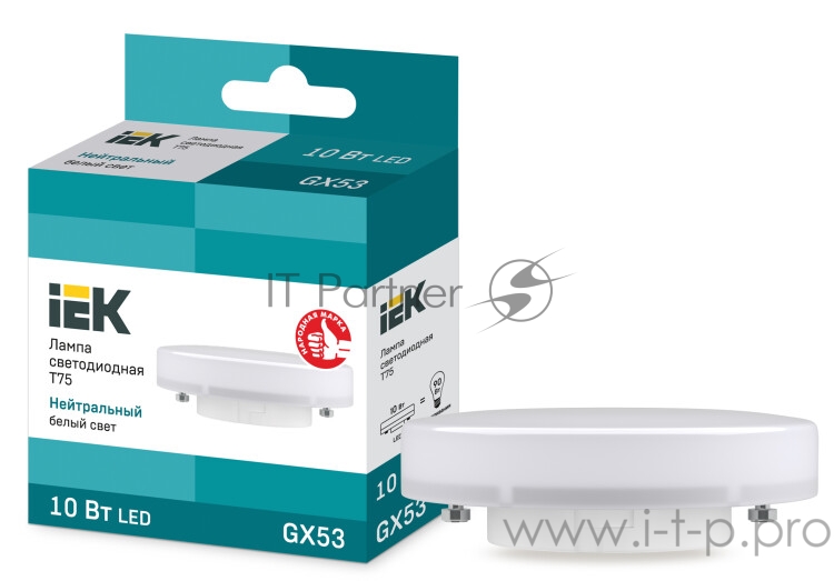 Лампа светодиодная ECO T75 таблетка 10Вт 230В 4000К GX53 ИЭК LLE-T80-10-230-40-GX53