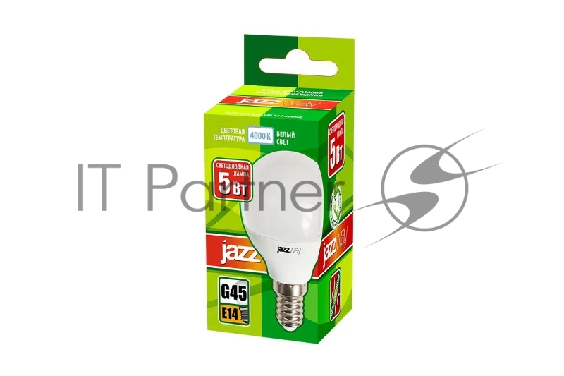 Лампа светодиодная PLED-ECO-G45 5Вт шар 4000К белый E14 400лм 220-240В JazzWay 1036926A