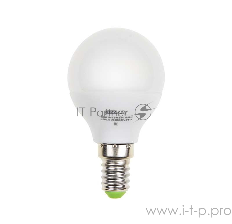 Лампа светодиодная PLED-ECO-G45 5Вт шар 3000К тепл. бел. E14 400лм 220-240В JazzWay 1036896A