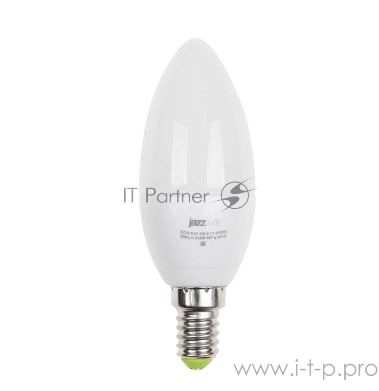 Лампа светодиодная PLED-ECO-C37 5Вт свеча 4000К белый E14 400лм 220-240В JazzWay 1036865A