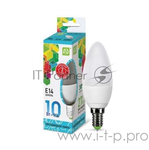Лампа светодиодная LED-свеча-standard 10Вт 230В E14 4000К 900Лм ASD 4690612015576