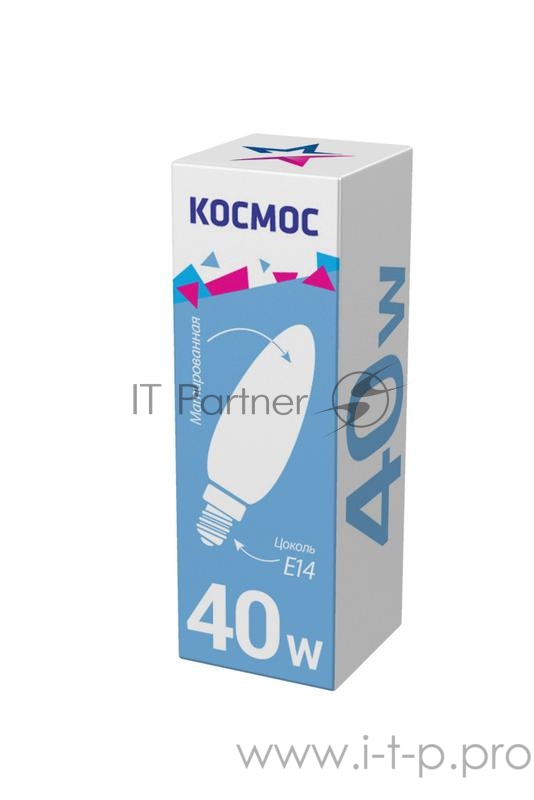 Лампа накаливания Свеча 40Вт E14 мат. Космос LKsmSCnFr40E14v2