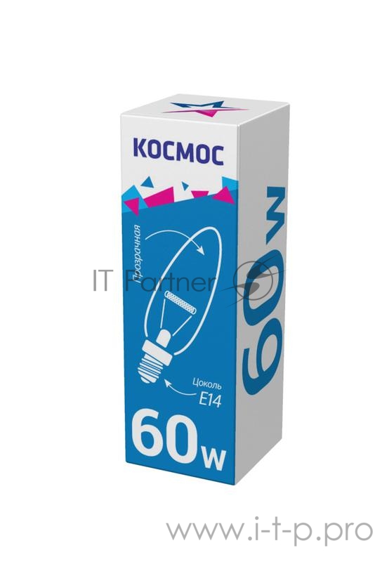 Лампа накаливания Свеча 60Вт E14 прозр. Космос LKsmSCnCL60E14v2