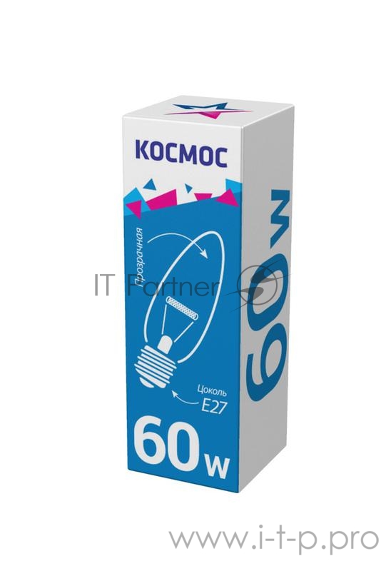 Лампа накаливания Свеча 60Вт E27 прозр. Космос LKsmSCnCL60E27v2
