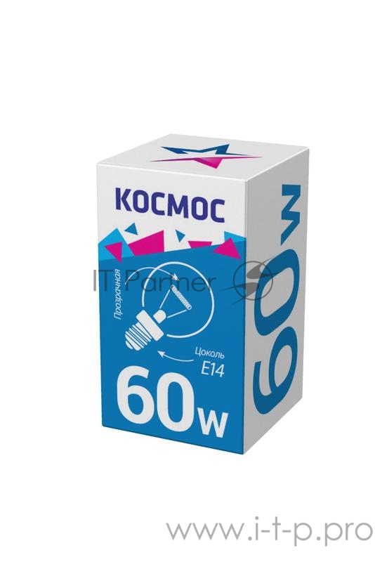 Лампа накаливания Шар 60Вт E14 прозр. Космос LKsmSSpCL60E14v2