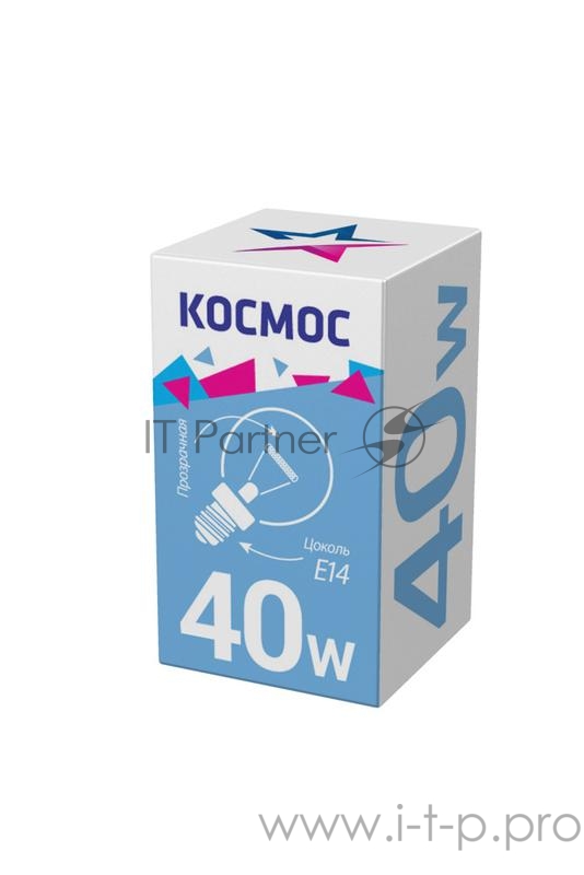 Лампа накаливания Шар 40Вт E14 прозр. Космос LKsmSSpCL40E14v2