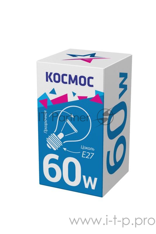 Лампа накаливания A50/A55 60Вт E27 220-240В прозр. КОСМОС LKsmSt55CL60E27v2
