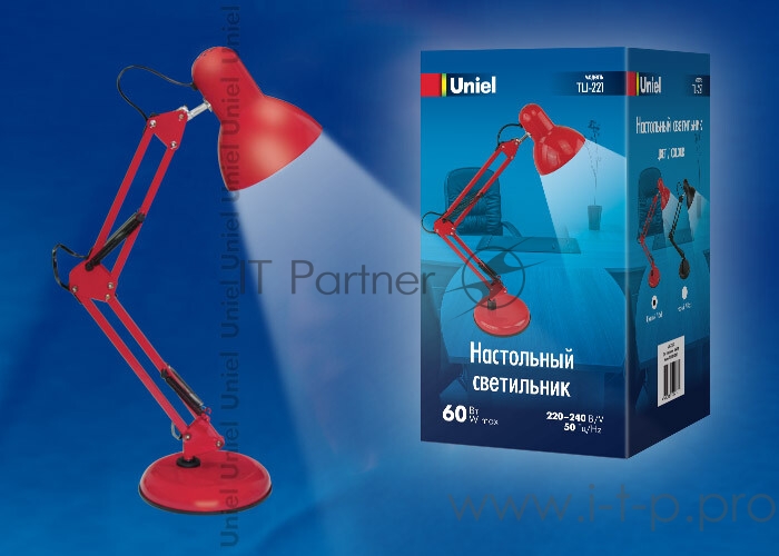 Светильник TLI-221 RED E27 настол. красн. Uniel UL-00002121