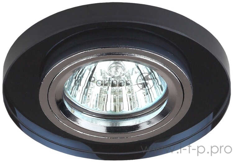 Светильник DK7 CH/BK декор стекло круглый MR16 12В 50Вт хром/черн. ЭРА C0043793