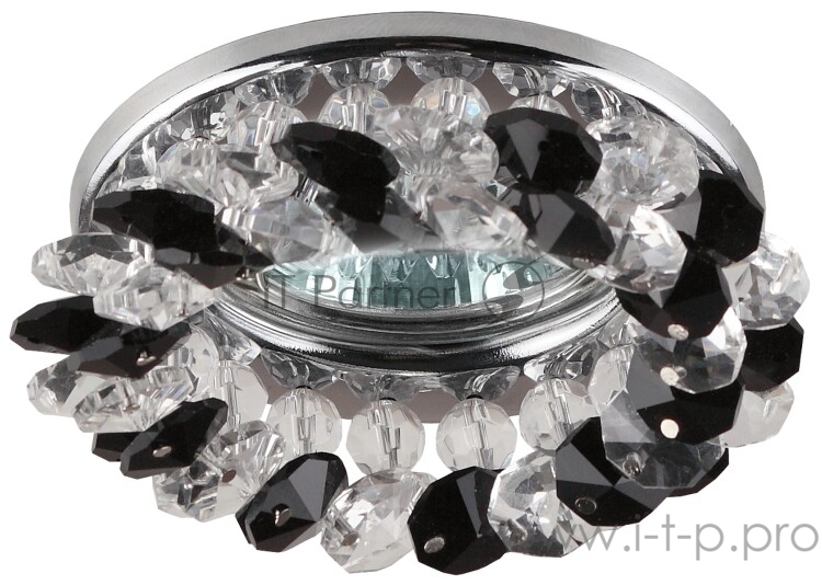 Светильник DK16 CH/WH/BK декор круглый с мелкими хрусталиками MR16 12В 50Вт хром/прозр./черн. ЭРА C0043750