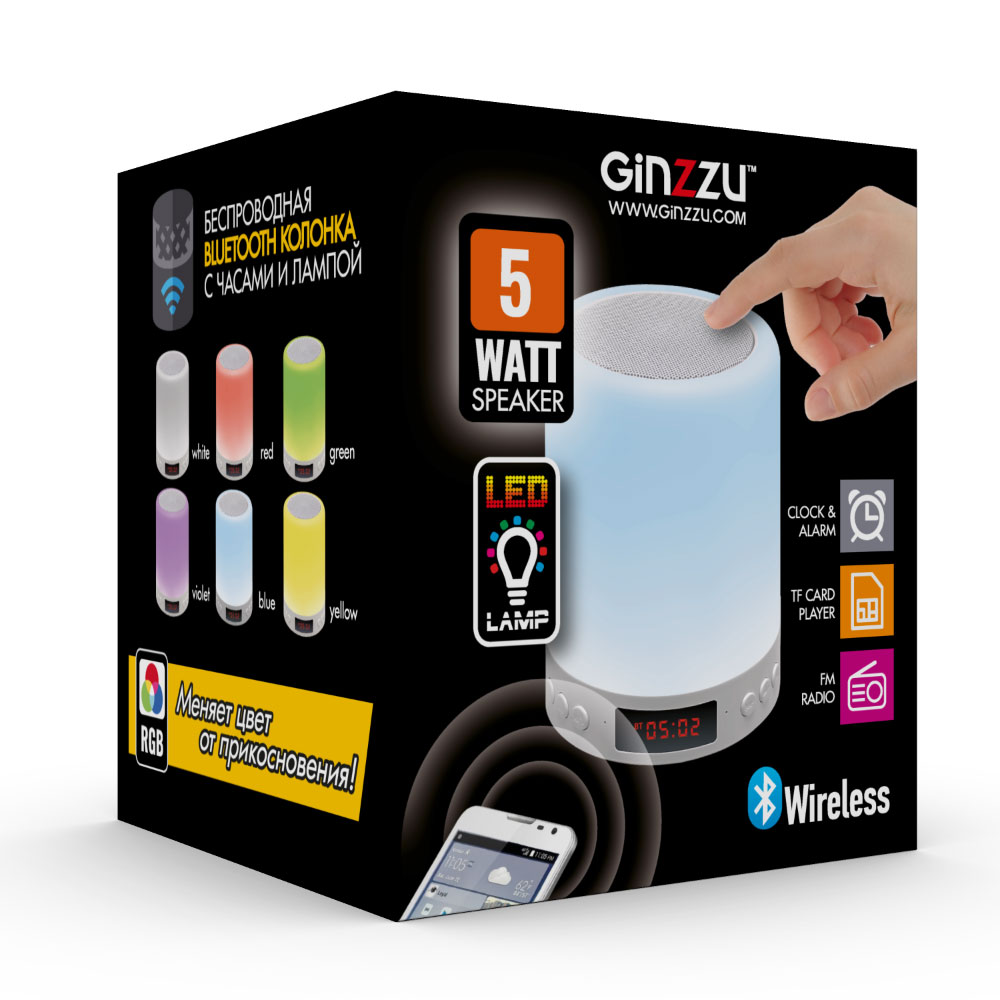 5W/LED/RGB/TF/AUX/FM/часы/буди