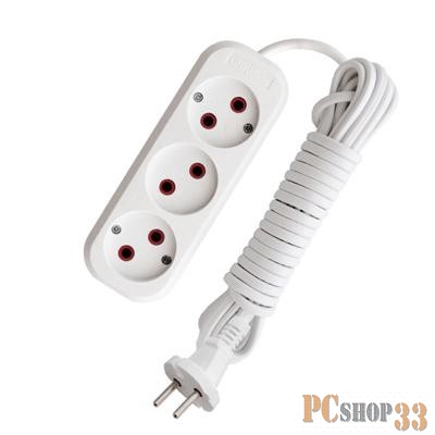 ЭРА Удлинители бытовые, Сетевые фильтры ЭРА Б0019252 Удлинитель U-3-5m без заземления 3 гнезда 5 м {полипропилен, 2х0.75 мм2}