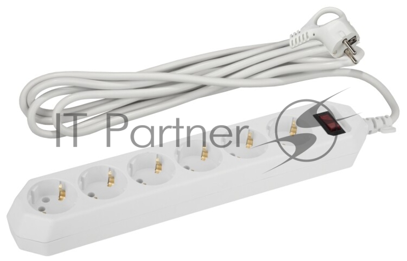 Эра Б0037264 USF-6es-5m-W-BOX базовая защита, с/з, с выкл, 6гн, 5м, ПВС, 10А, белый