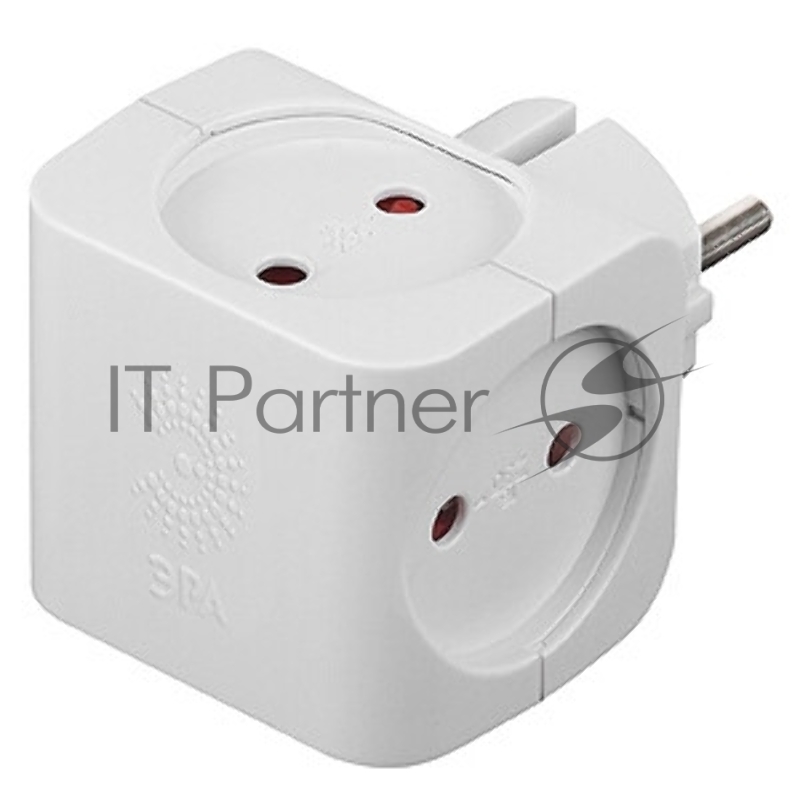 Тройник ЭРА SP-4-W 4гнезда без заземления со шторками белый