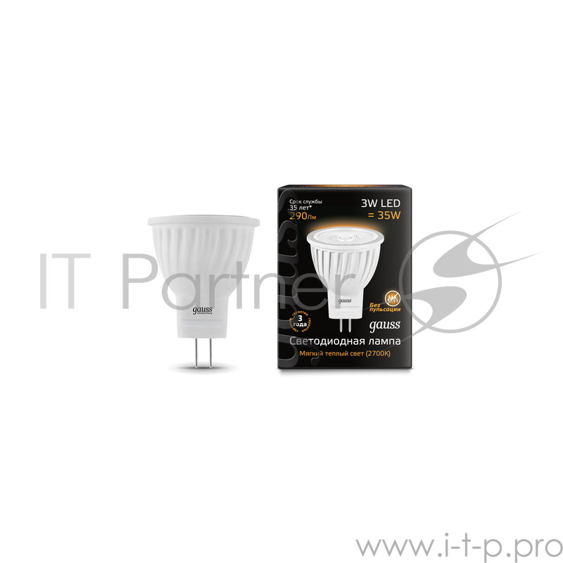 Лампа светодиодная GAUSS 132517103 LED D35х45 3W MR11 GU4 2700K