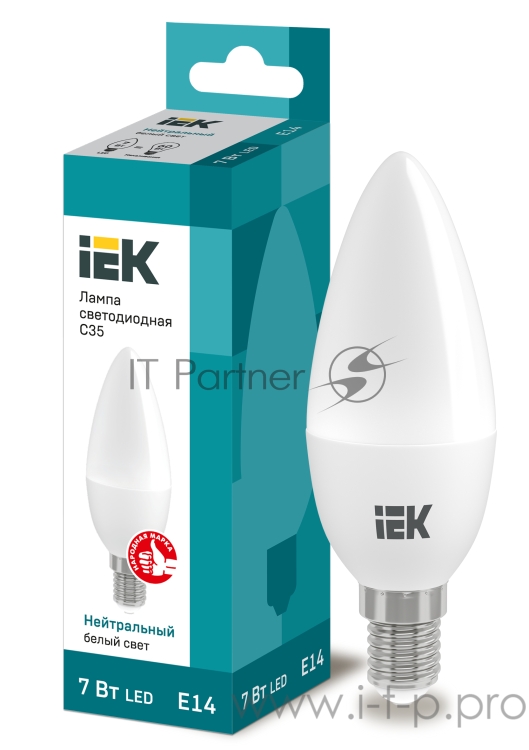Лампа Iek LLE-C35-7-230-40-E14 светодиодная ECO C35 свеча 7Вт 230В 4000К E14 IEK