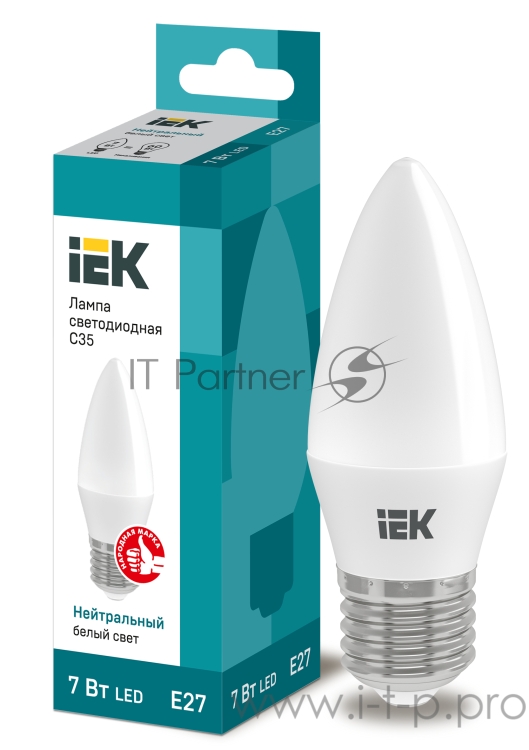 Iek LLE-C35-7-230-40-E27 Лампа светодиодная ECO C35 свеча 7Вт 230В 4000К E27 IEK