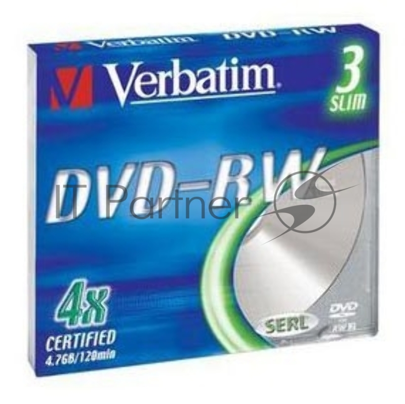Диск DVD-RW 4.7ГБ 4x Verbatim 43635, Slim (3шт./уп.)