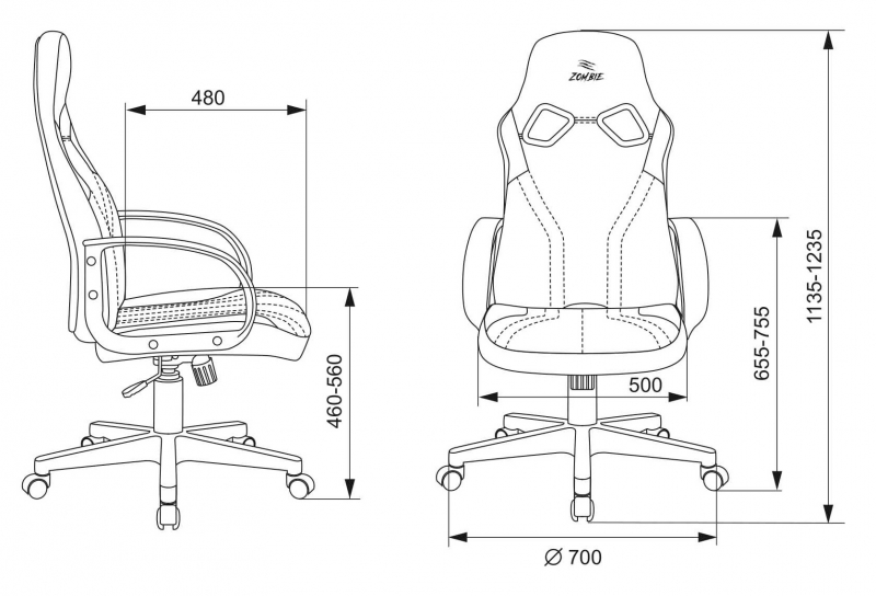 Кресло игровое Бюрократ ZOMBIE RUNNER черный/зеленый искусственная кожа крестовина пластик
