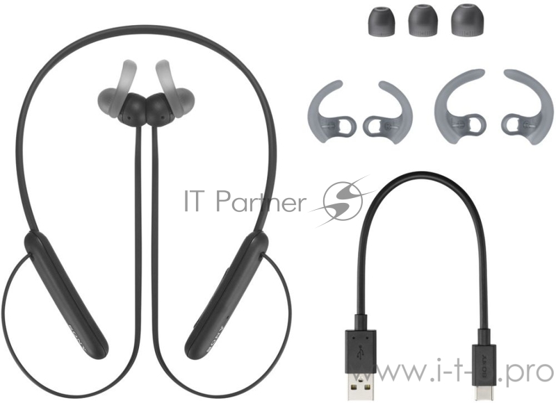 Гарнитура вкладыши Sony WI-SP510 черный беспроводные bluetooth нашейный держатель (WISP510B.E)