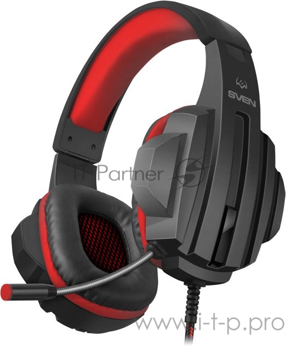 Гарнитура накладные Sven AP-G300MV 2.2м черный/красный проводные оголовье