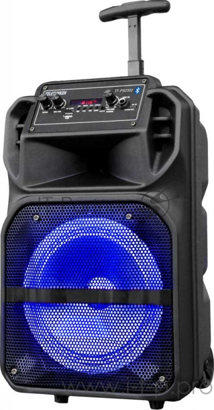 Музыкальный центр Telefunken TF-PS2302 (черный)Speaker:8 *1+twitter 1 Выходная мощность:60W BT версия 5,0 Func:USB,TF,FM,BLUETOOTH With lithium battery 3.7V/2600mah Пульт, LED дисплей, адаптер Размер устройства 230* H435*W260mm