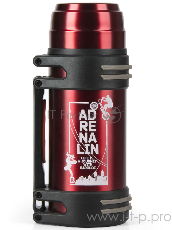 Термос BAROUGE ADRENALIN нержавеющая сталь с ручкой КРАСНЫЙ BT-417F 1000мл