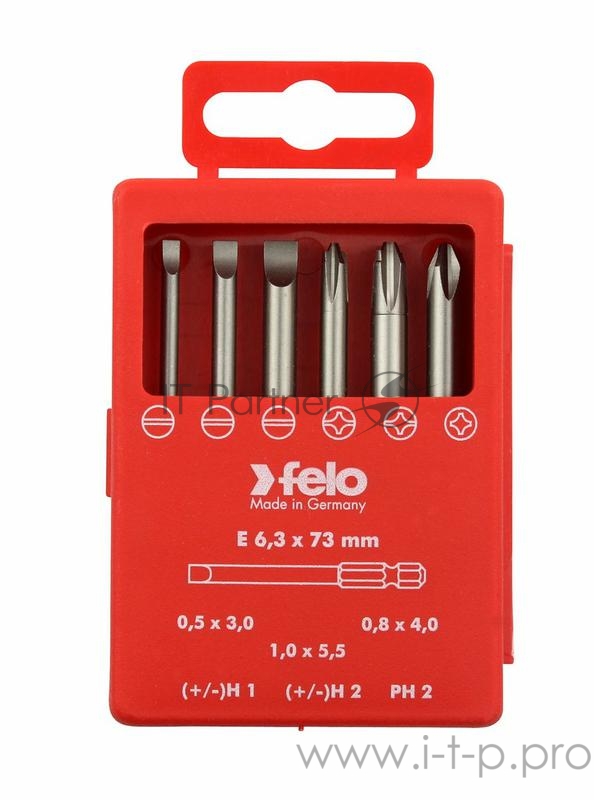 Набор бит SL/H (+/-) Industrial 73мм в кейсе (уп.6шт) Felo 03292716