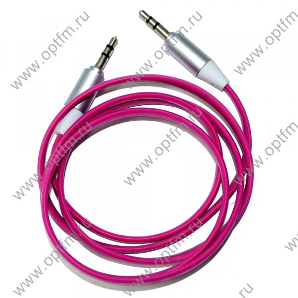 Кабель AUX плоский розовый (1,0м)