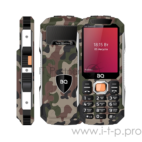 Мобильный телефон BQ 2817 Tank Quattro Power 32Mb зеленый моноблок 4Sim 2.8 240x320 0.3Mpix GSM900/1800 GSM1900 MP3 FM microSD
