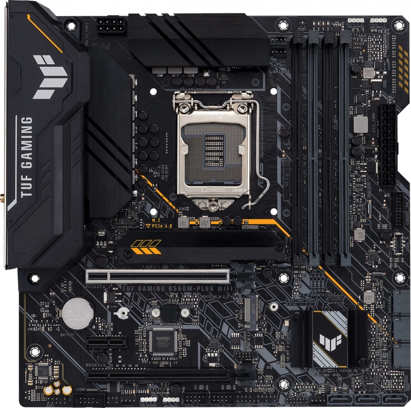 Материнская плата ASUS TUF GAMING B560M-PLUS WIFI, LGA1200, B560, 4*DDR4, DP+HDMI, CrossFireX, SATA3 + RAID, Audio, Gb LAN, USB 3.2*6, USB 2.0*6, COM*1 header (w/o cable), mATX 90MB1770-M0EAY0